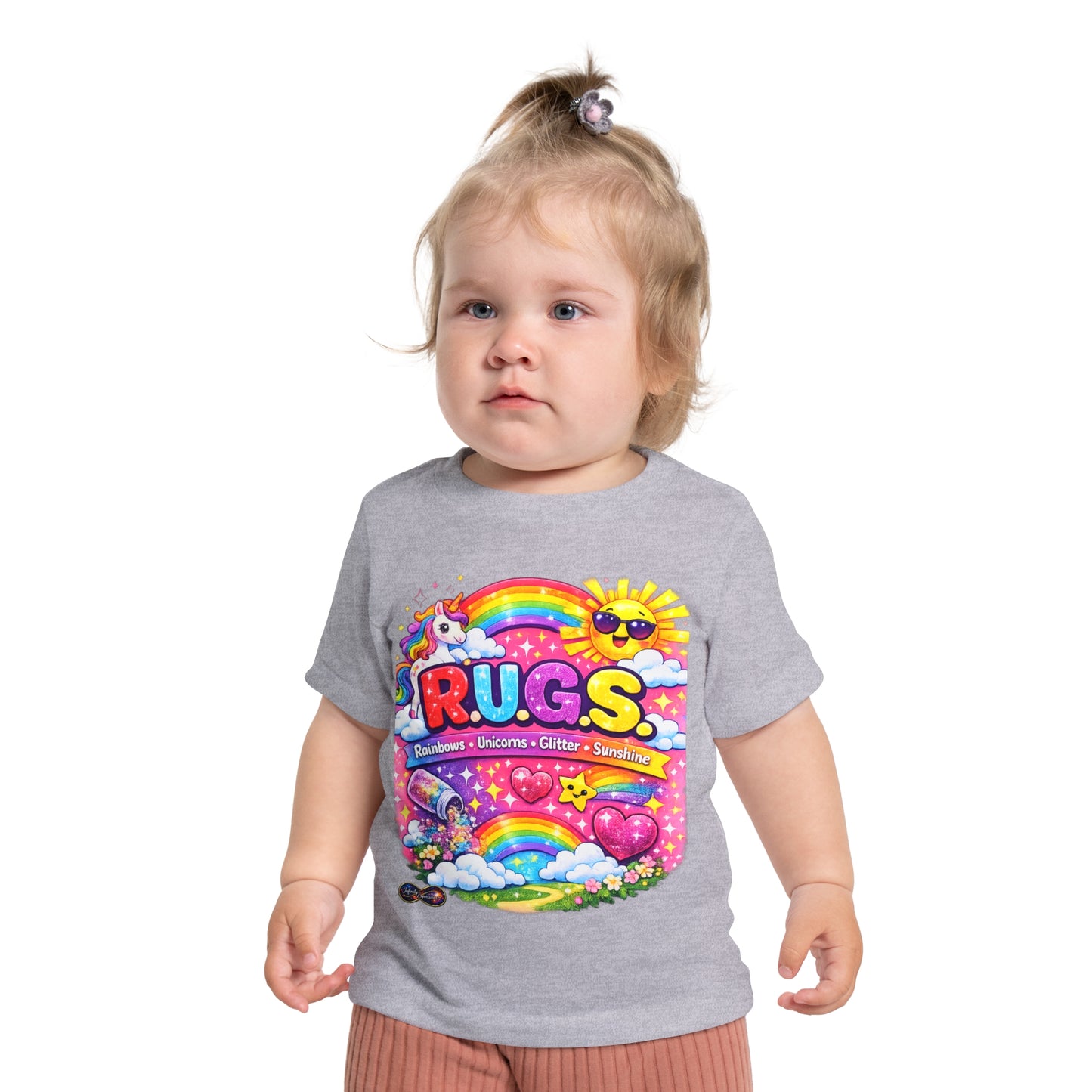 Baby T-Shirt — 'R.U.G.S.' Rainbow Unicorn Graphic Tee