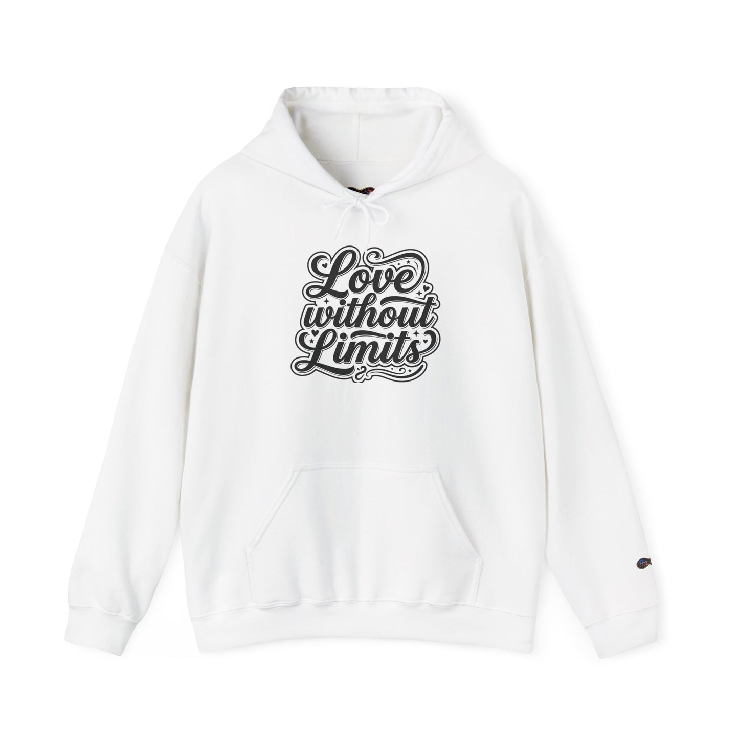 Love Without Limits Hoodie — Inspirational Script Pullover for Couples & Allies