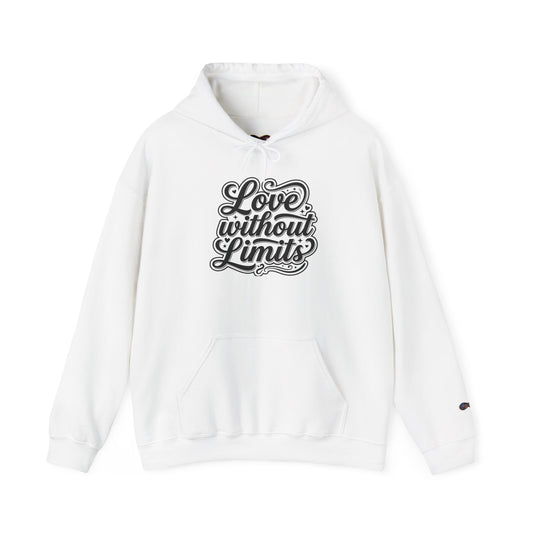 Love Without Limits Hoodie — Inspirational Script Pullover for Couples & Allies