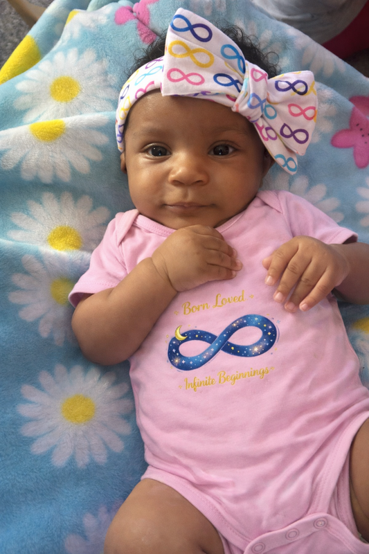 Infant Bodysuit “Born Loved” Galaxy Infinity Graphic — Newborn Baby Shower Gift