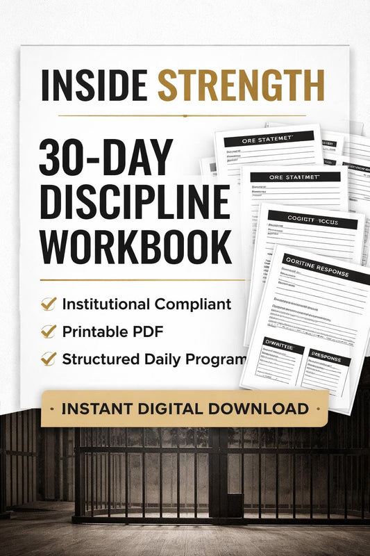 Inside Strength 30-Day Discipline Workbook for Incarcerated Individuals | Prison Support Printable PDF | Institutional Compliant